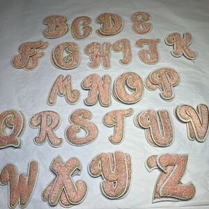 3" Tall Embroidered Letter Patches For Crafts Glittery Silver & White Iron‎ On